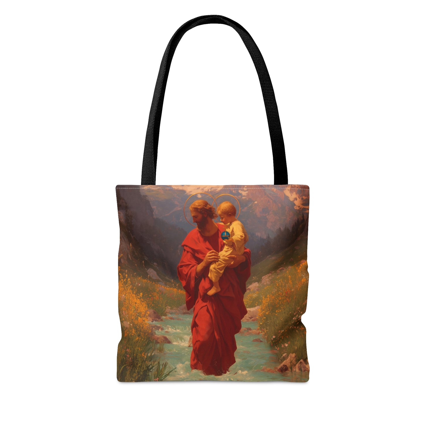 Saint Christopher - Tote Bag - Large Medium Small Faith Art Bag - Bible Study Faith Purse - Double Sided