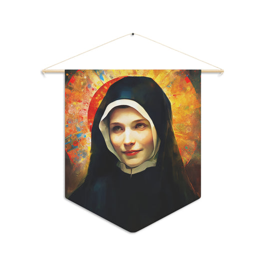 Saint Maria Faustina Kowalska Wall Banner / Wall Hanging / Pennant - Religious Art - Prayer room - Catholic Art - Large Print - 18" x 21"
