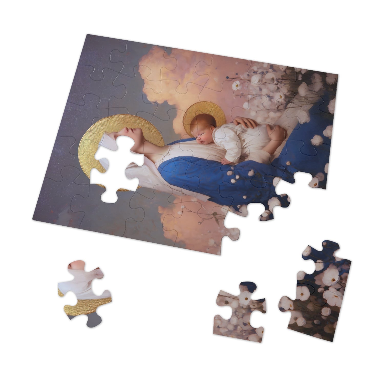 Our Lady Among the Flowers - Puzzle and Tin - Religious Jigsaw Puzzle (30, 110, 252, 500,1000) - Gift Catholic Families - Catholic Christmas