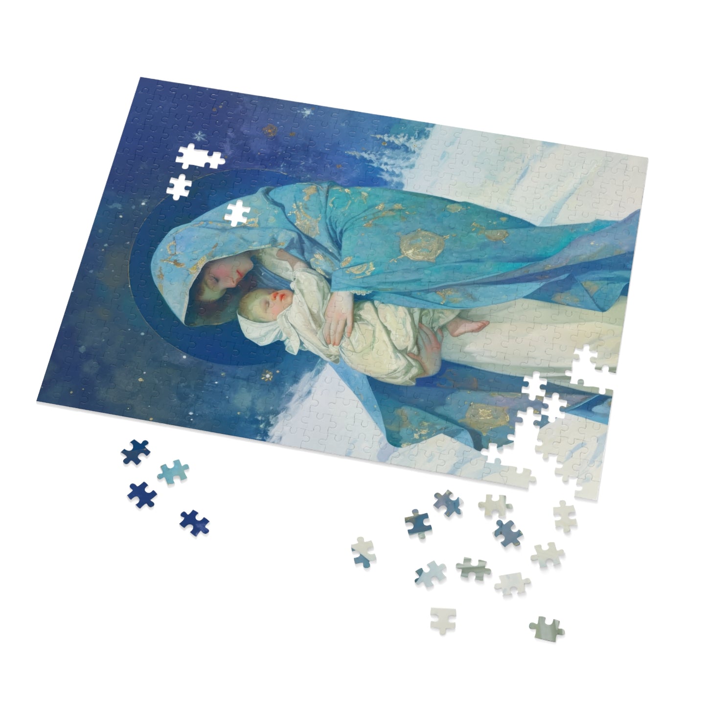 Snowfall of Grace: Our Lady's Blessing - Puzzle and Keepsake Tin - Religious (30, 110, 252, 500,1000) - Gifts for Catholic