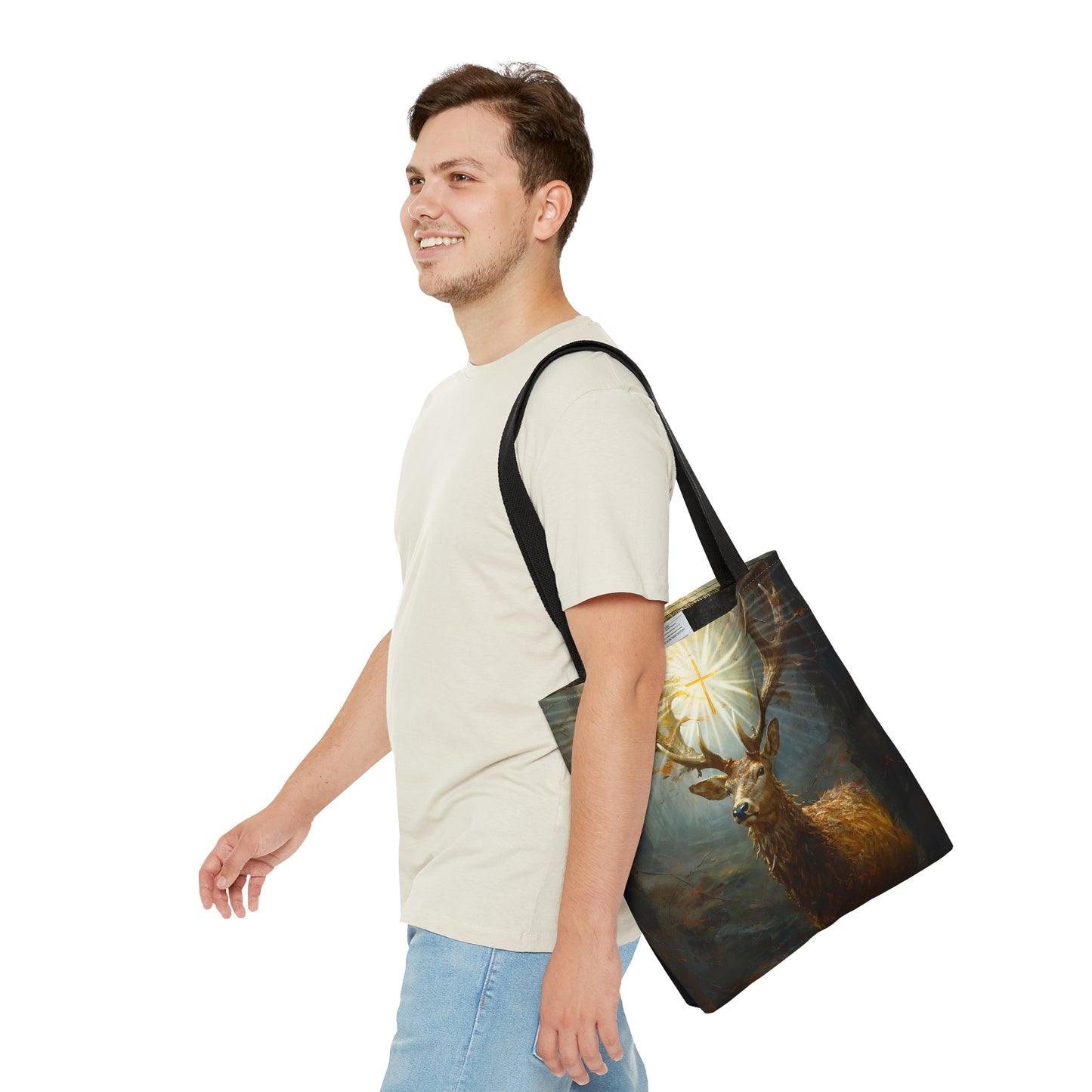 The Stag of Saint Hubert / Saint Hubertus Stag Tote Bag - Large Medium Small Faith Art Bag - Re usable Tote Purse - Catholic Art