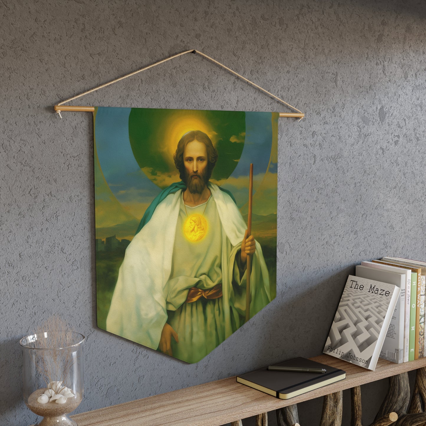 Saint Jude Thaddeus Wall Banner / Wall Hanging - Prayer room art - Catholic Home Art - Large Saint Art for your home - 18" x 21"