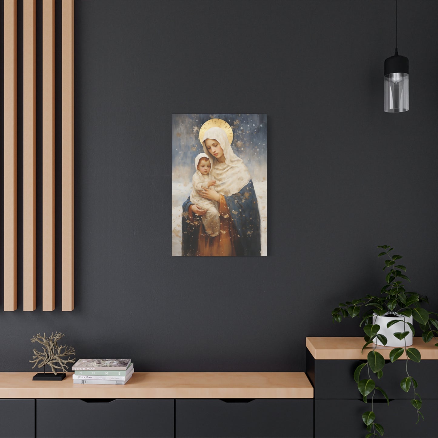 Winter's Grace : Our Lady of the Snows Canvas Print - Multiple Sizes - Catholic Home art - Gallery Wrapped Canvas - Sanctified Souls Print