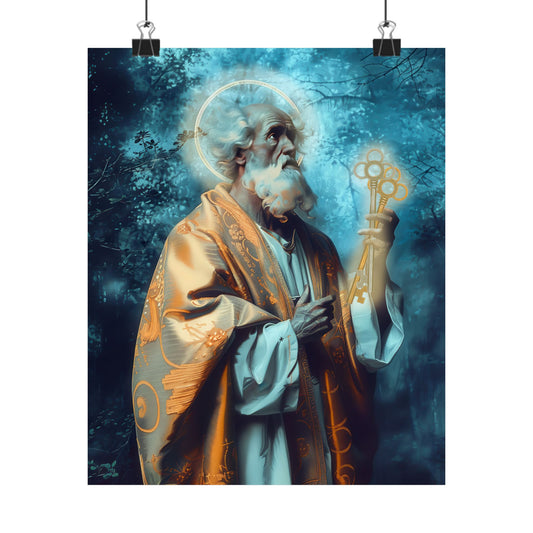 Saint Peter Poster Print - Sanctified Souls Print - Multiple Sizes - Premium Posters - Catholic Art for your home - Keys to Heaven