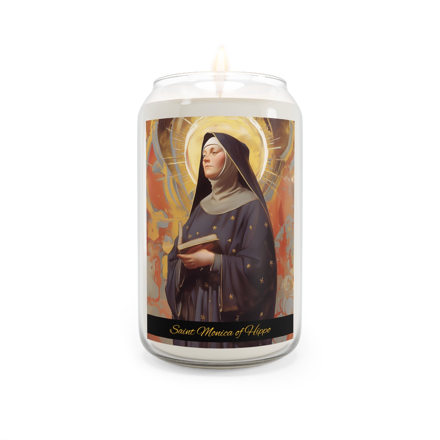 Saint Monica of Hippo - Scented Prayer Candle, 13.75oz -  Candle - Catholic Art - prayer room Scented Candle - Catholic Saint Art