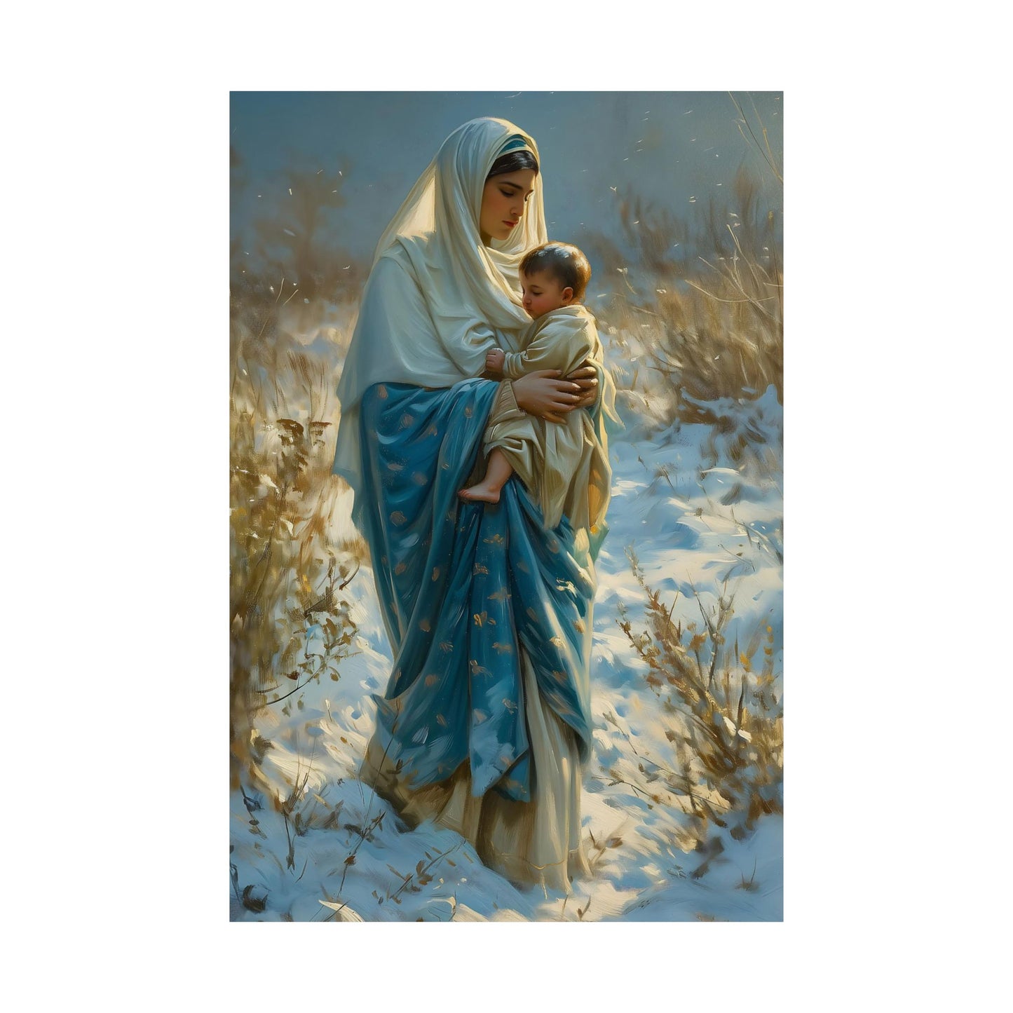 Snowfall of Grace - Our Lady's Winter Radiance - Our Lady of the Snows Print - Sanctified Souls Print - Multiple Sizes - Premium Posters