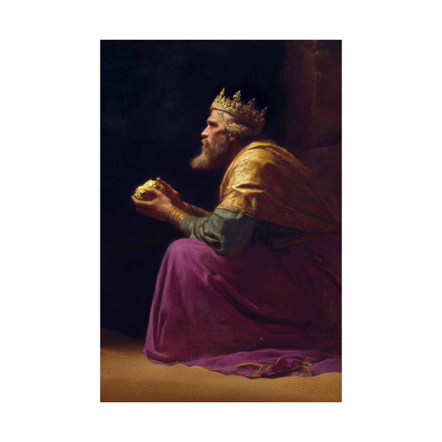 Melchior and the Gift Fit for a King - 3 Wise Men - Sanctified Souls Print - Multiple Sizes - Premium Matte Vertical Posters