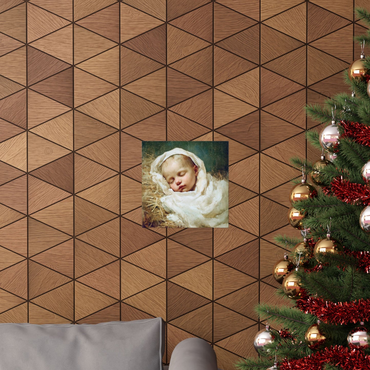 The Christ Child Resting in the Silence of the Manger - Sanctified Souls Print - Multiple Sizes - Premium Matte Vertical Posters