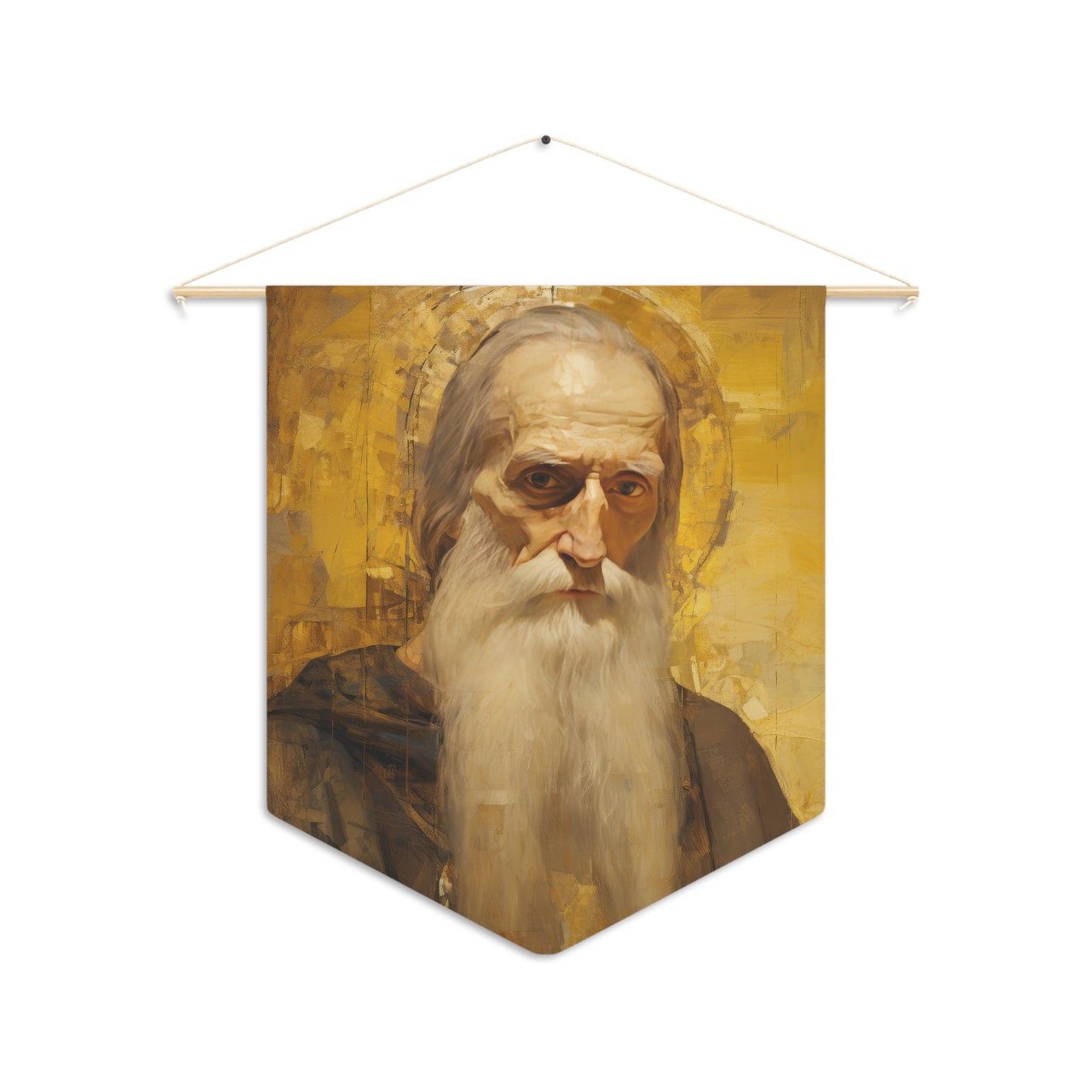 Saint Athanasius the Athonite Pennant / Banner / Wall Hanging - Prayer room art - 18" x 21" - Catholic prayer Religious Christian Gift