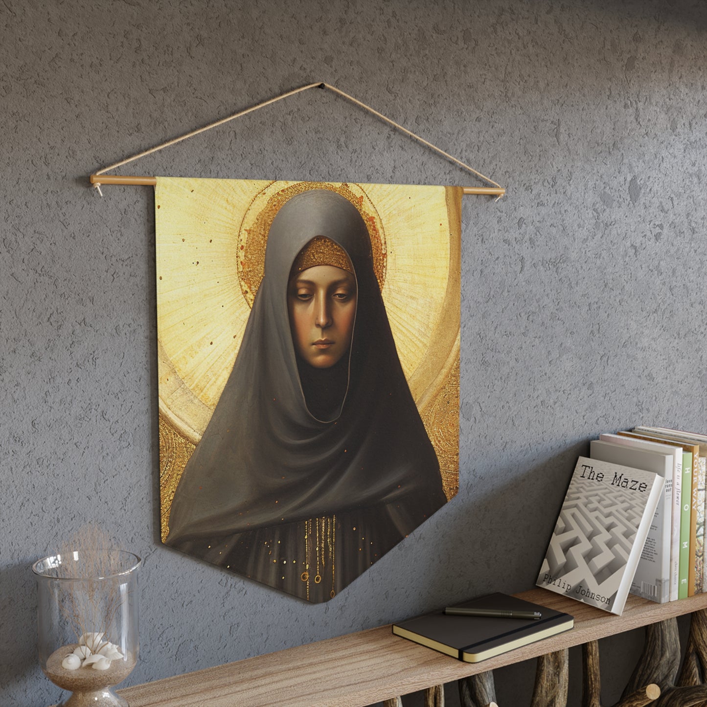 Saint Monica of Hippo Wall Banner / Wall Hanging - Prayer room art - Catholic Home Art - Large Print - 18" x 21"
