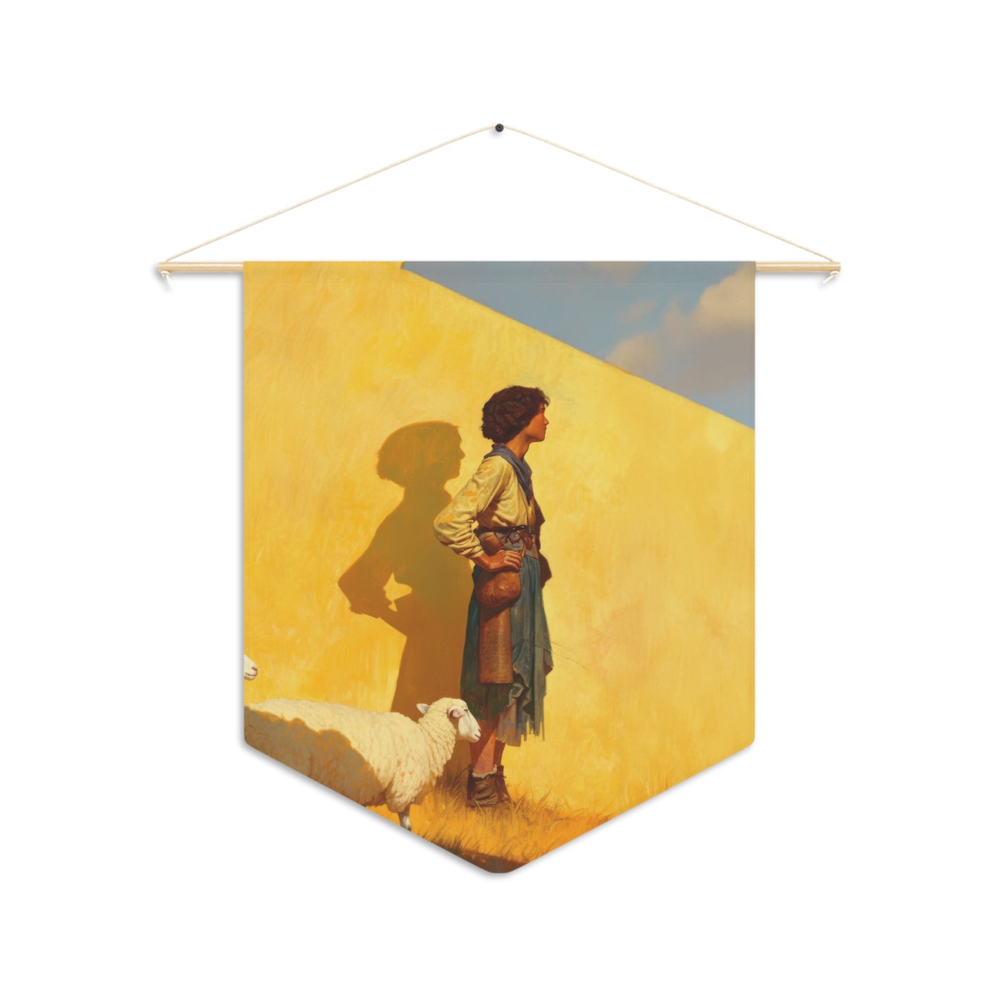 David son of Jesse - David the Shepherd Boy Pennant / Banner / Wall Hanging - Prayer room art - 18" x 21" - Catholic - Large Banner