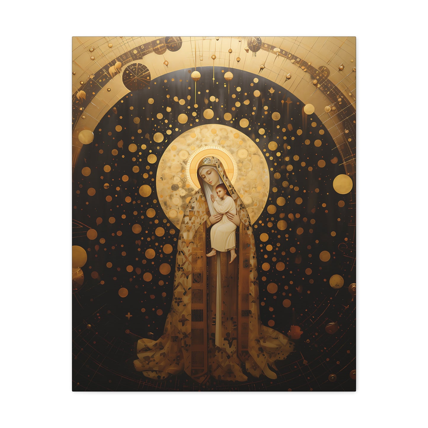 The Golden Mary - Mary the Blessed Virgin - Gallery Wrapped Canvas - Sanctified Souls Print - Religious Art for your Home - Pop Art
