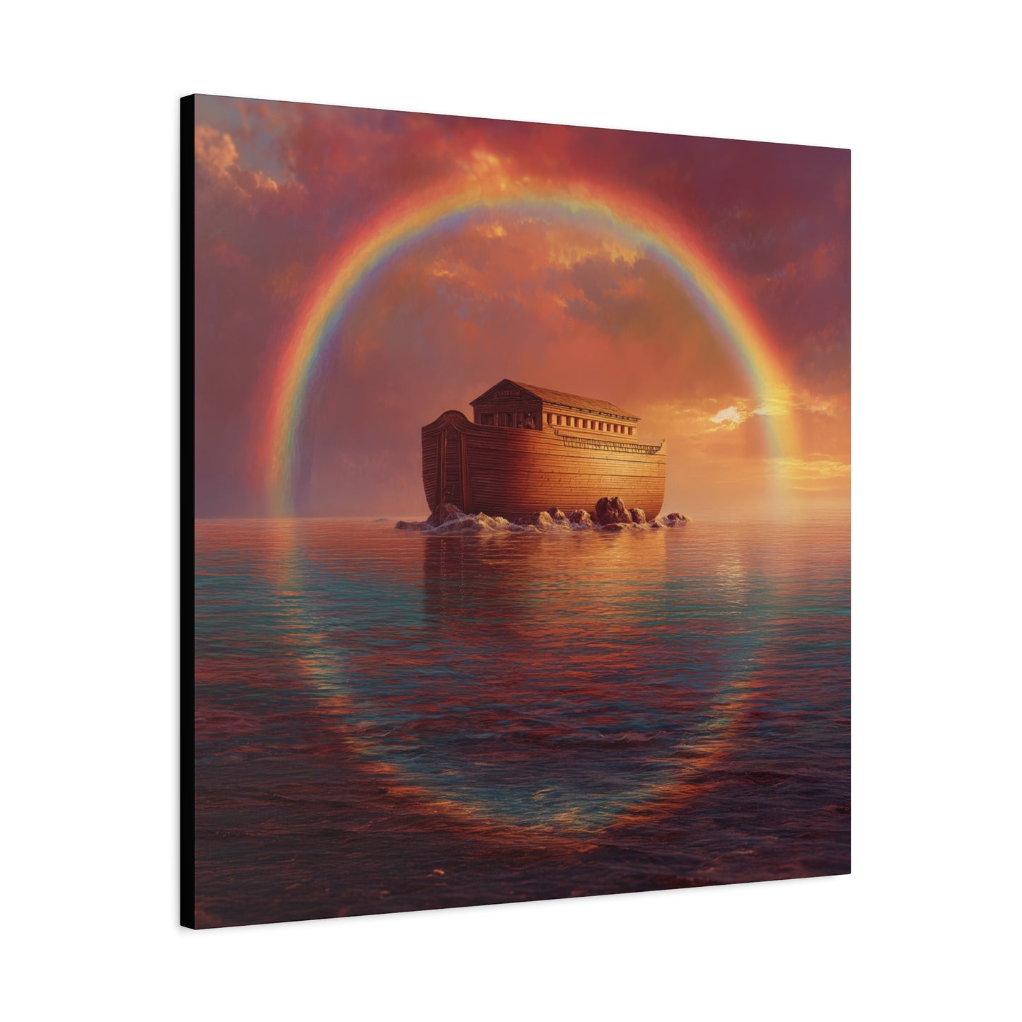 Sheltered Beneath the Covenant Sky - Noah's Ark - Gallery Wrapped Canvas - Print - Religious Art for your Home - Catholic