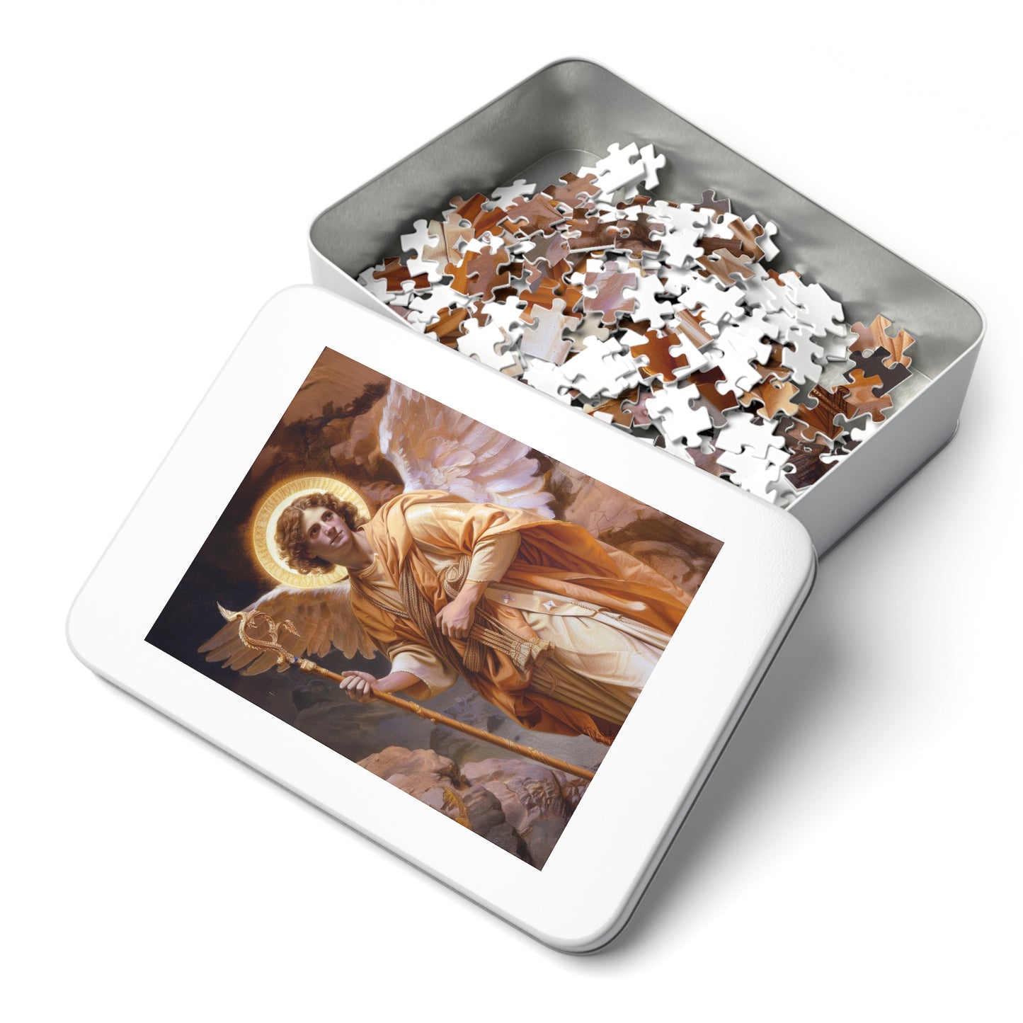 Saint Raphael the Archangel - Puzzle & Keepsake Tin - Religious Jigsaw Puzzle (30, 110, 252, 500,1000-Piece)