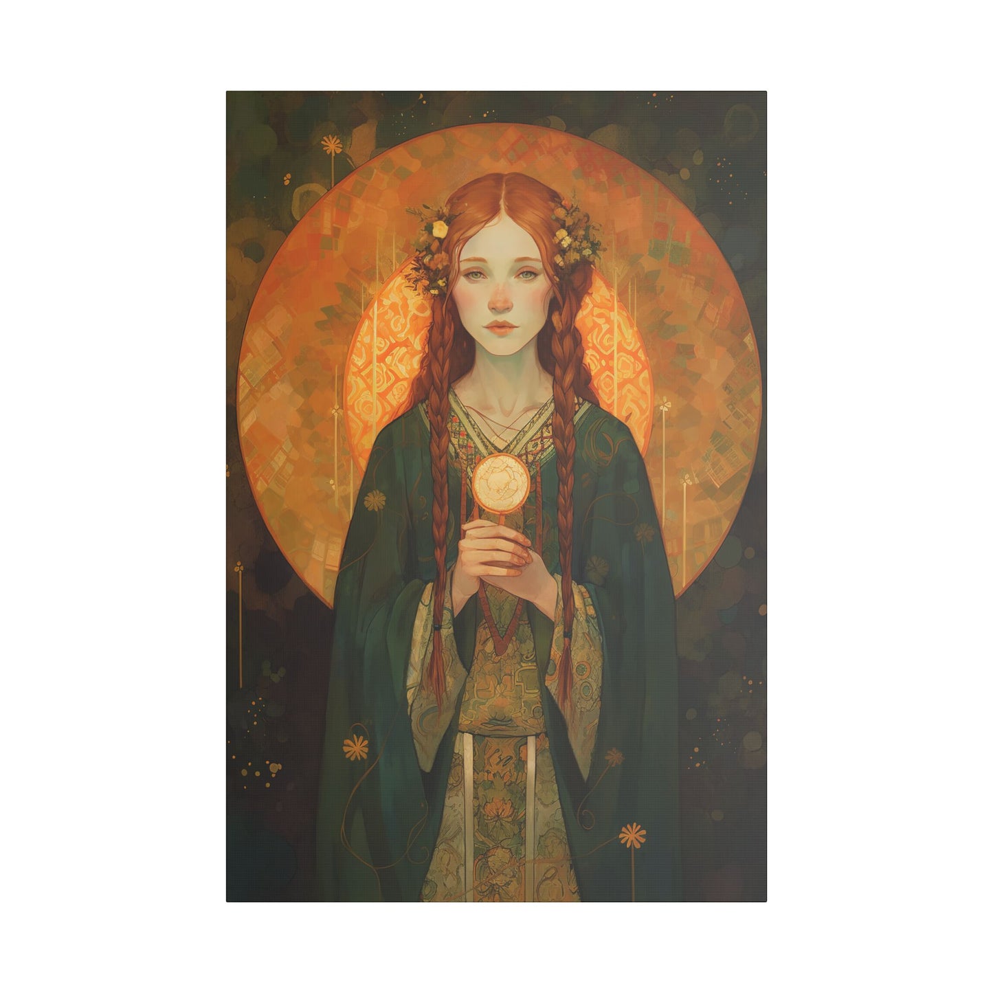 Saint Brigid of Ireland Canvas Print - Multiple Sizes - Catholic Home art - Museum Wrapped Canvas - Sanctified Souls Print