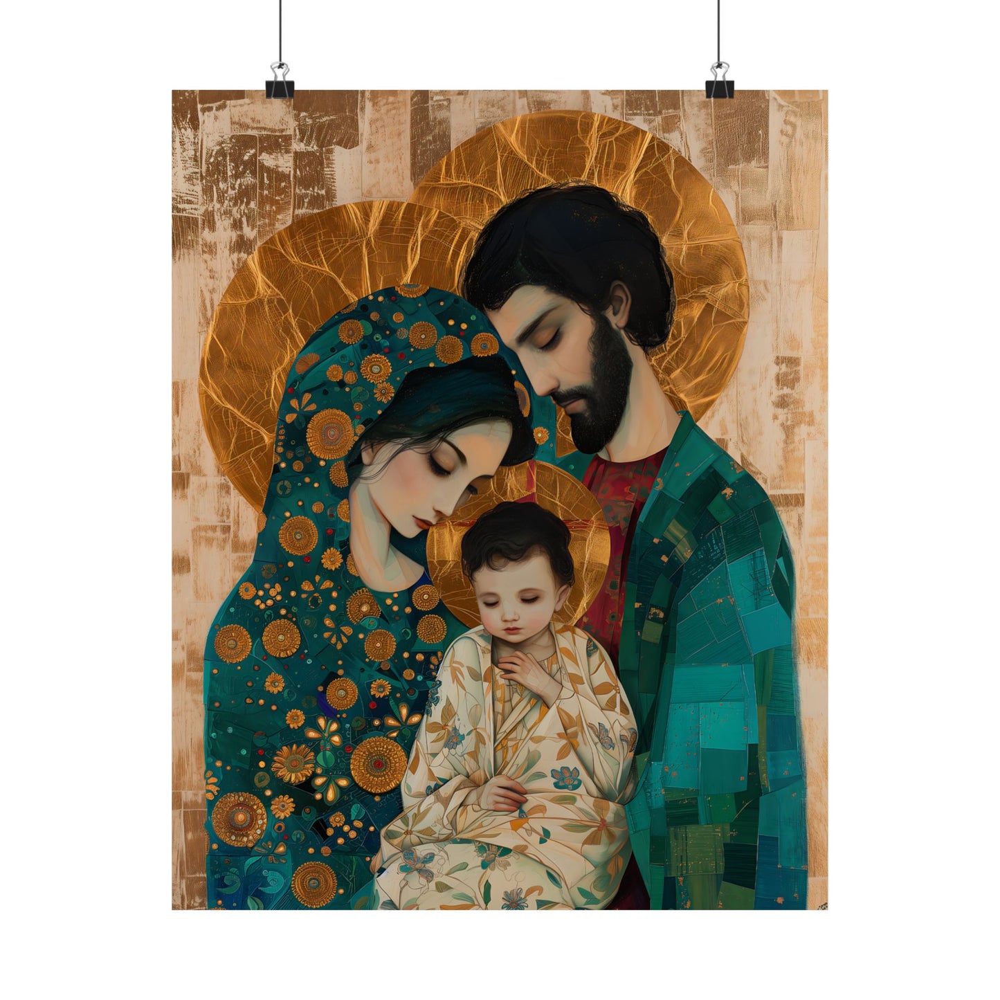 Sacred Love- The Holy Family Portrait - Sanctified Souls Print - Multiple Sizes - Premium Matte Vertical Posters - Jesus, Mary, Joseph
