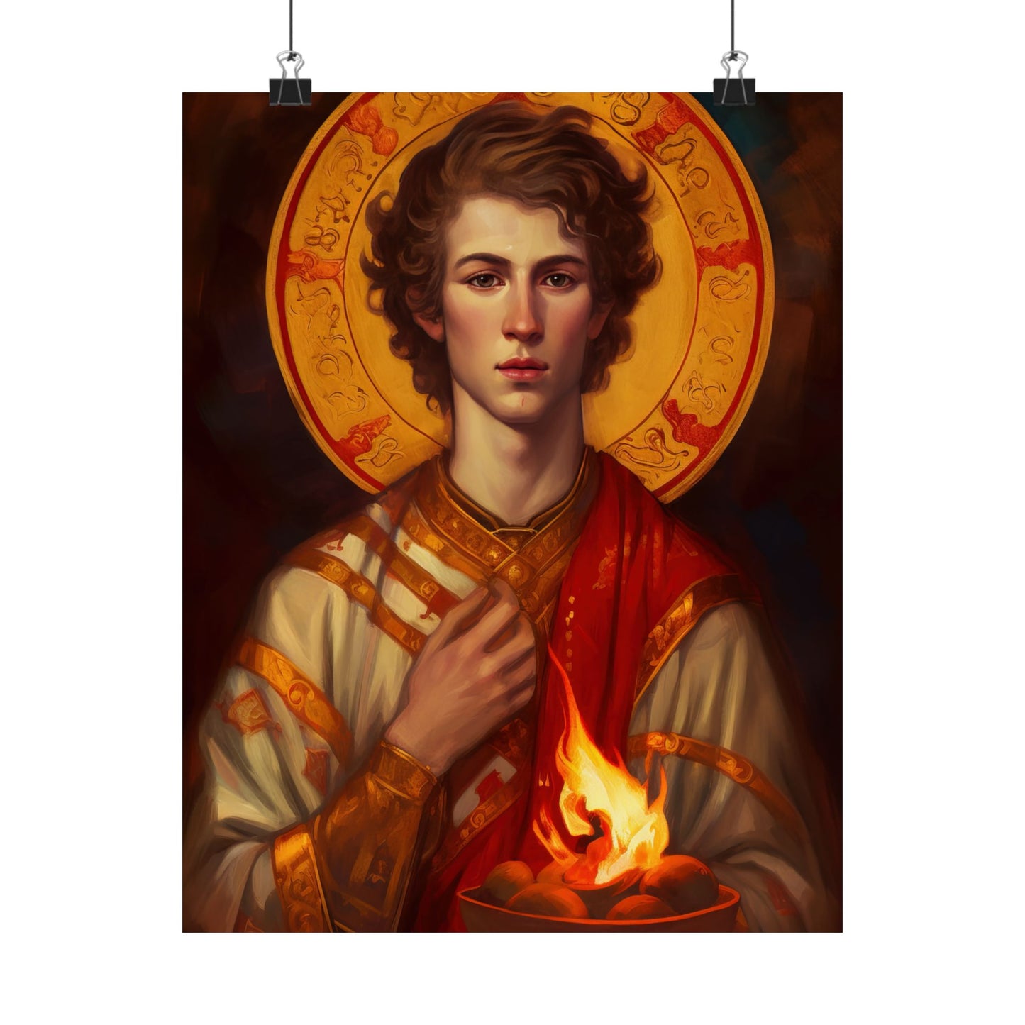 Saint Lawrence Deacon and Martyr  - Sanctified Souls Print - Multiple Sizes - Premium Matte Vertical Posters