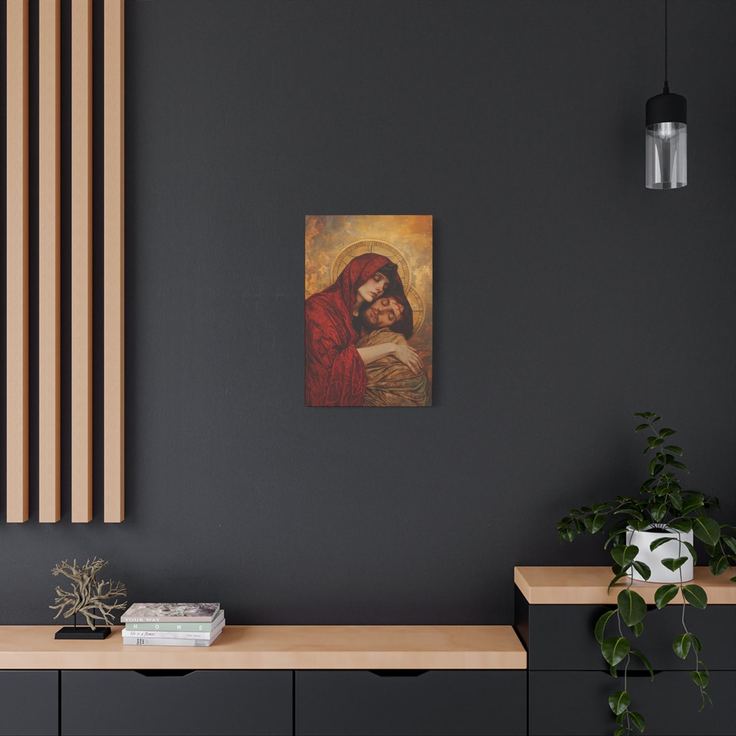 Eternal Sorrow - Mary's Mourning Beneath the Cross - Museum Wrapped Canvas - Print - Religious Art for your Home - Christian print