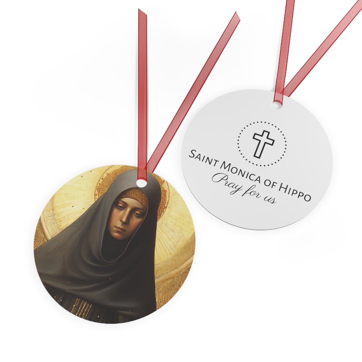 Saint Monica of Hippo Metal Ornament - Religious Holiday Christmas Ornament and Keepsake - Double sided