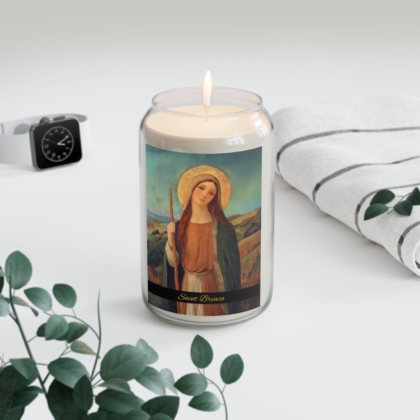 Saint Breage // Saint Breaca - Scented Prayer Candle, 13.75oz - Tall Size - Religious Prayer Candle
