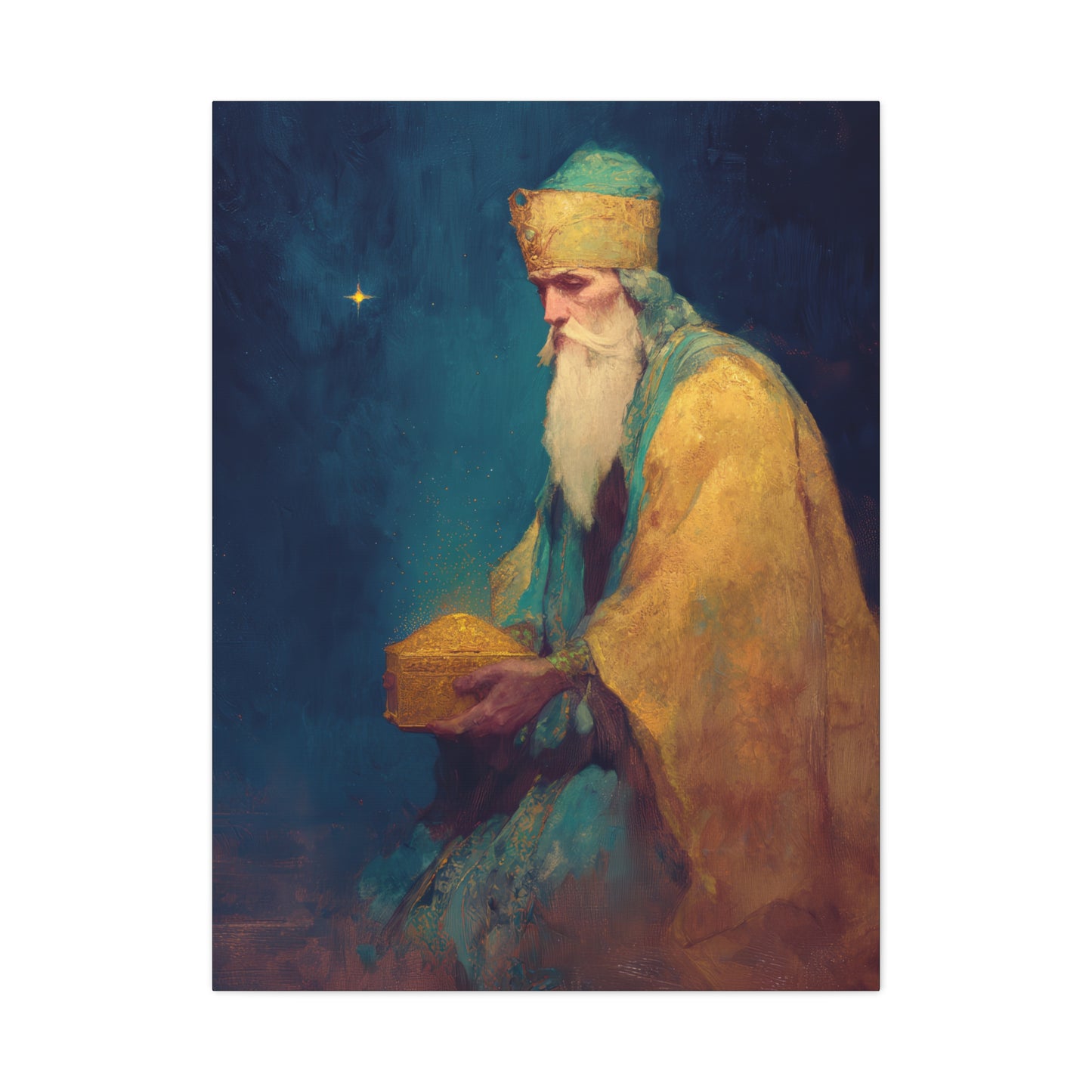 Caspar and the Offering of Worship - 3 Wise Men - Gallery Wrapped Canvas - Print - Religious Art for your Home - Catholic