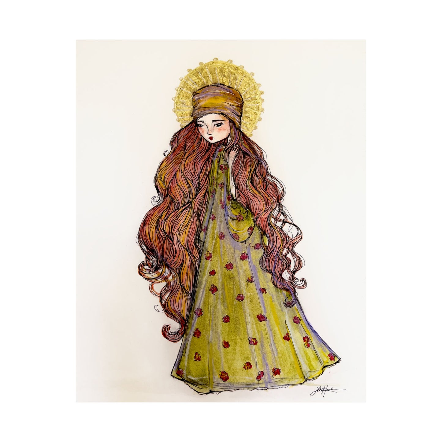 Saint Mary Magdalene Catholic Art Print | Hand-Drawn Watercolor Sacred Artwork | Christian Devotional Wall Art