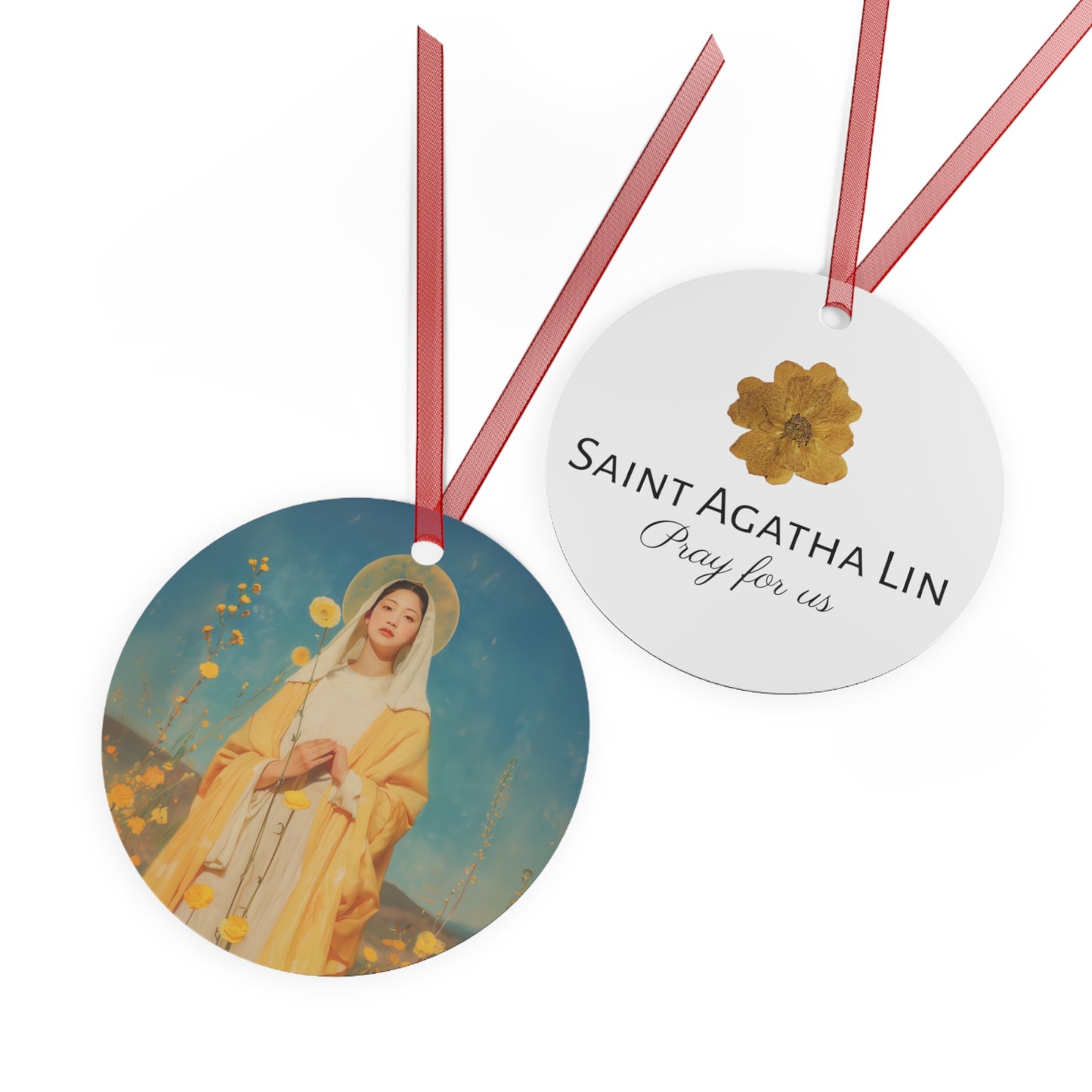 Saint Agatha Lin - Metal Ornament - Religious Holiday Christmas Ornament and Keepsake