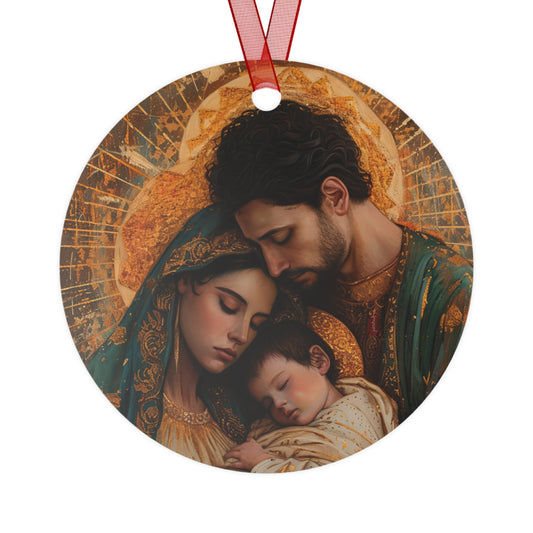 Divine Harmony - The Holy Family Metal Ornament - Religious Holiday Christmas Ornament and Keepsake - Prayer Ornament - Jesus, Mary, Joseph