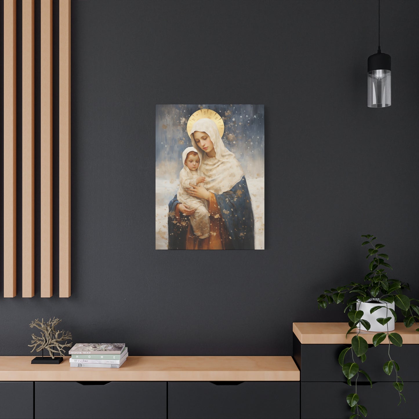 Winter's Grace : Our Lady of the Snows Canvas Print - Multiple Sizes - Catholic Home art - Gallery Wrapped Canvas - Sanctified Souls Print