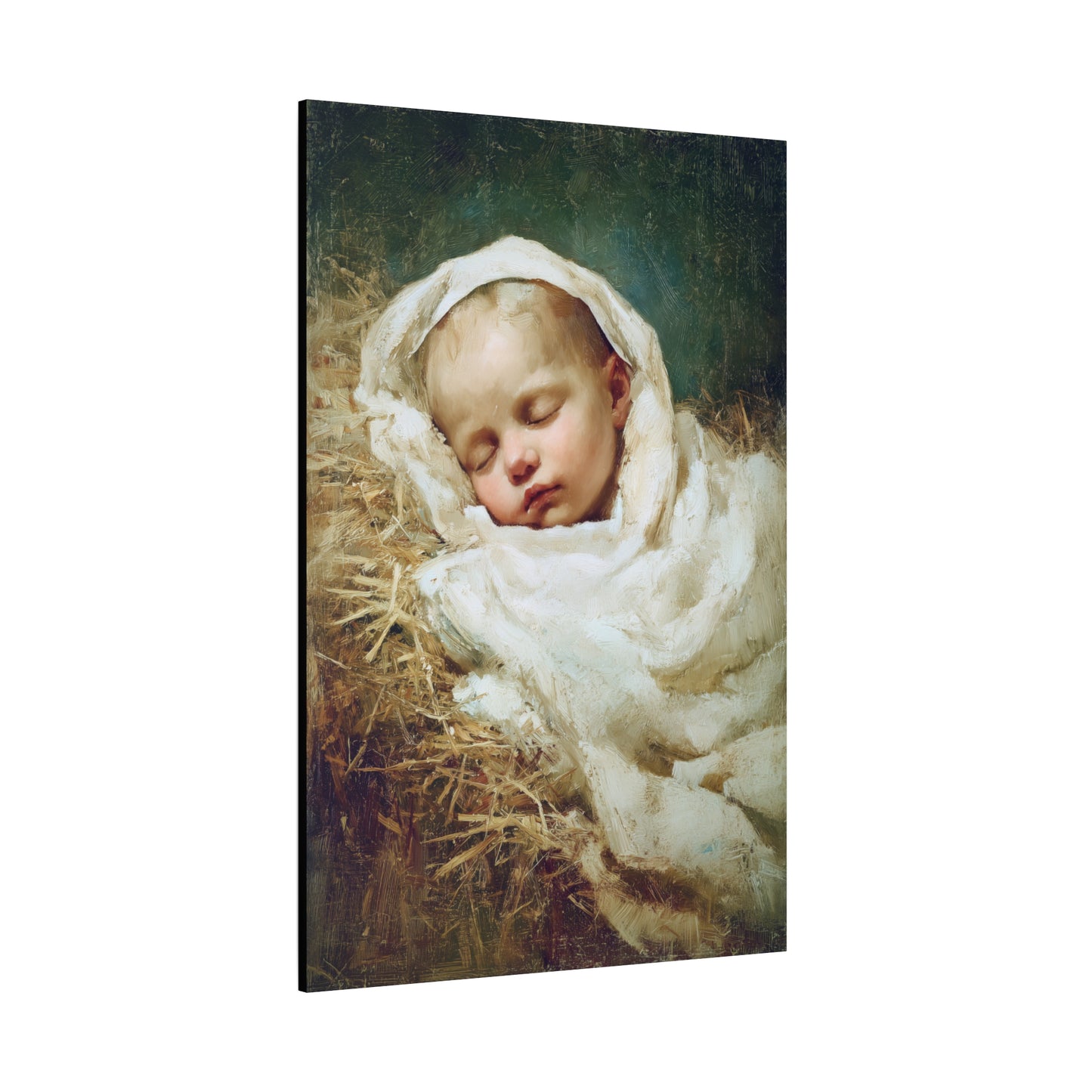 The Christ Child Resting in the Silence of the Manger - Gallery Wrapped Canvas - Print - Religious Art for your Home - Catholic Art Print
