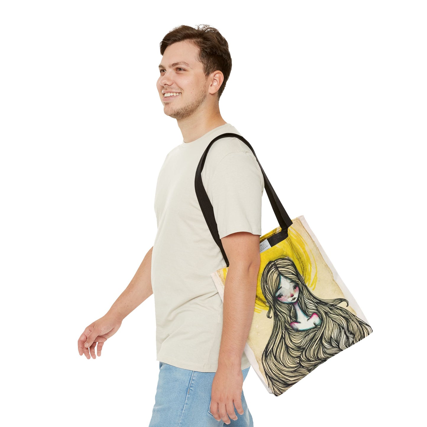 Saint Agatha of Sicily Tote - Hand-Drawn Catholic Art - Prayer Bag | Christian Devotional Tote | Sanctified Solocosmo Religious Tote