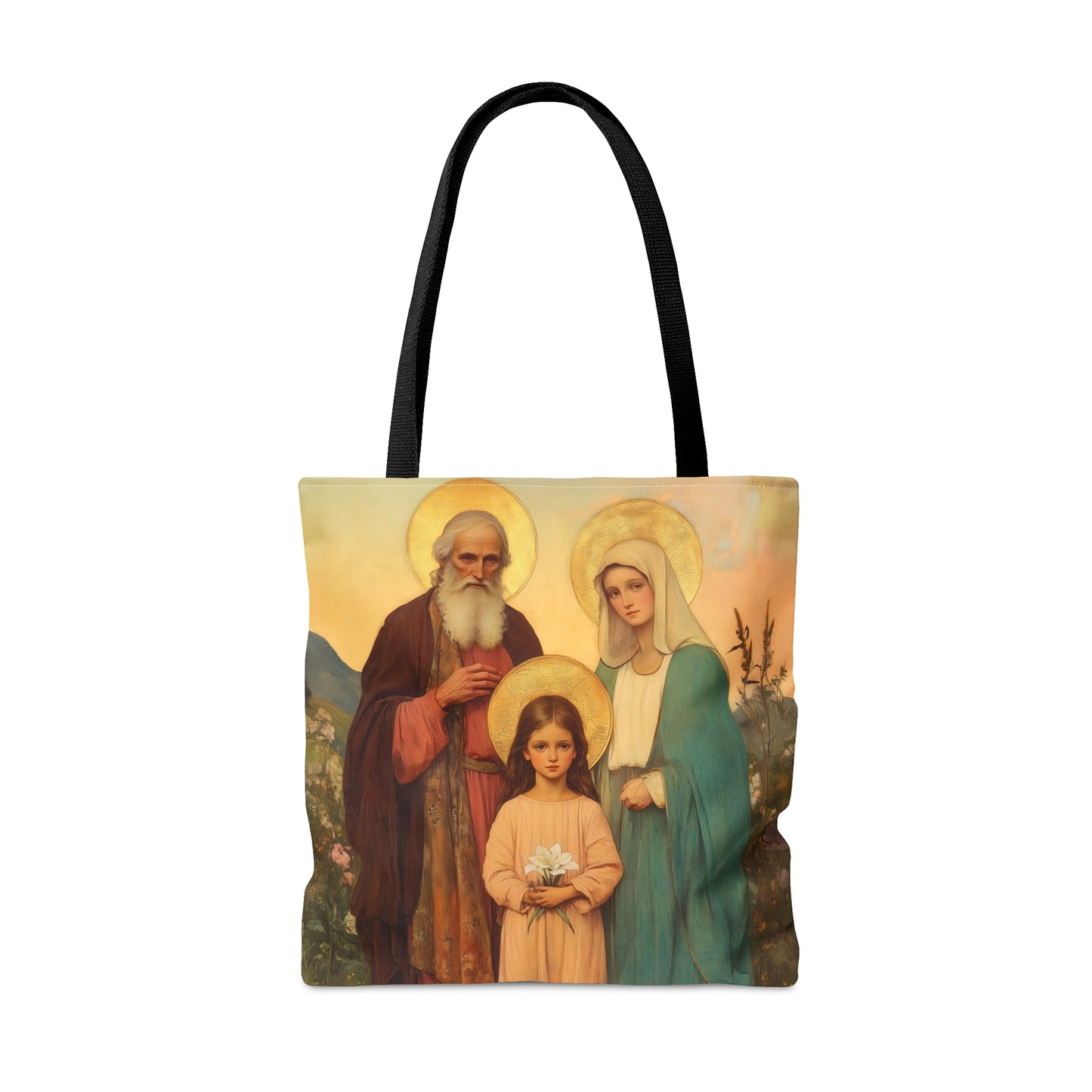 Saints Joachim and Anne with Young Mary - Tote Bag - Large Medium Small Faith Art Bag - Catholic Faith Purse