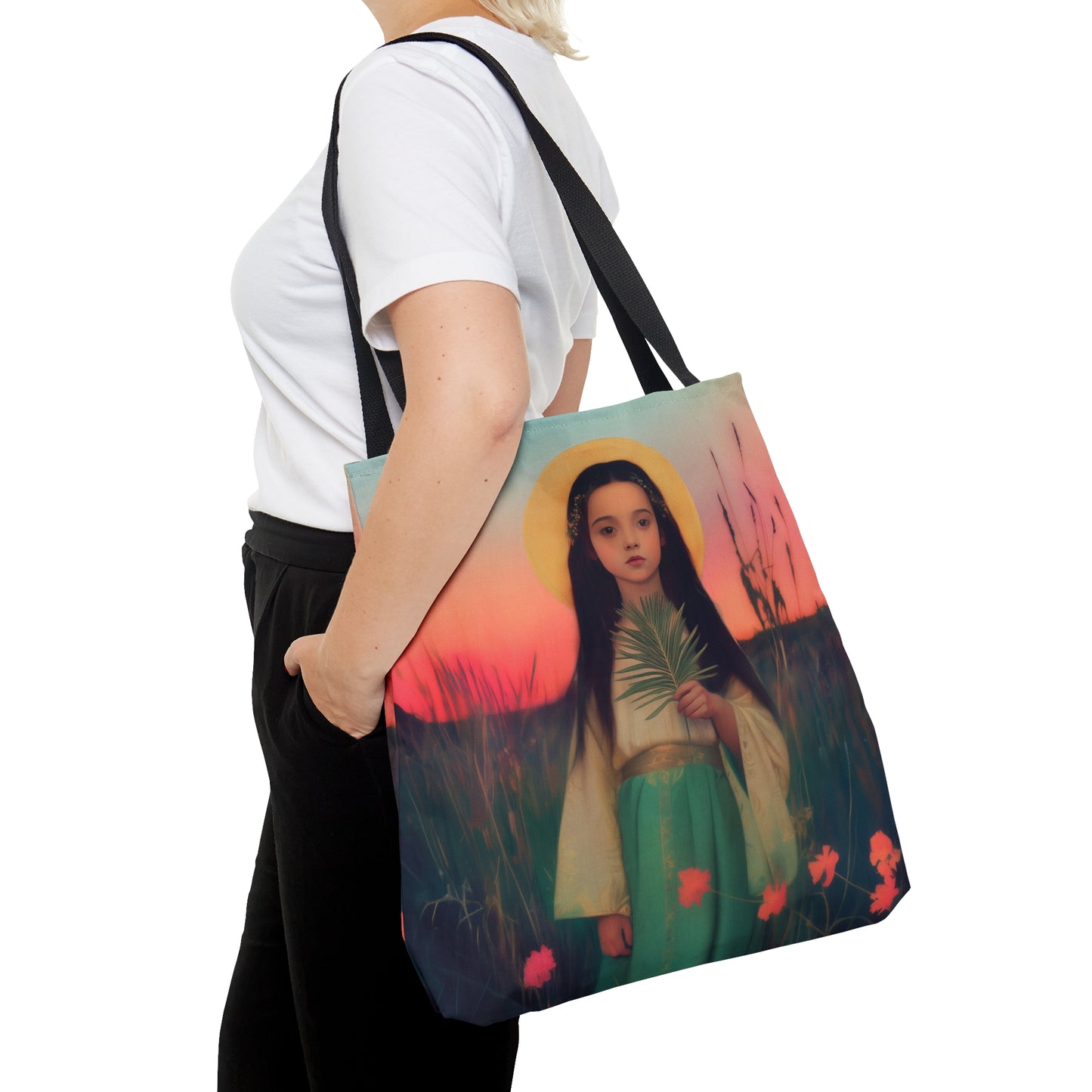 Saint Charity - Tote Bag - Large Medium Small Faith Art Bag - Bible Study Faith Purse - Double Sided Prayer Tote - Catholic Saint