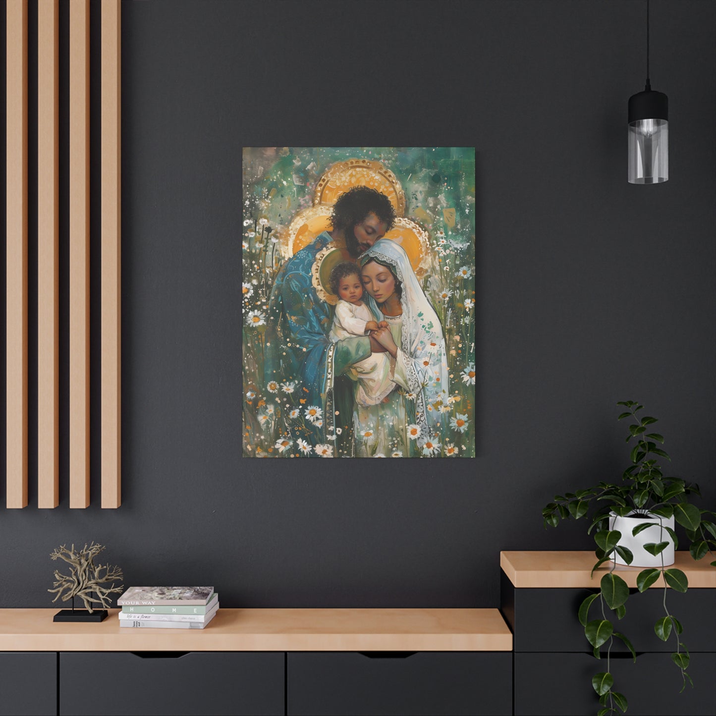 Sacred Sanctuary - Mary, Joseph, and the Infant Jesus  - Museum Wrapped Canvas - Sanctified Souls Print - Religious Art - The Holy Family