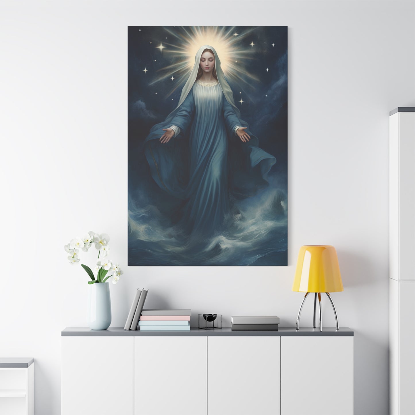 Our Lady Star of the Sea Canvas Print - Multiple Sizes - Catholic Home art - Museum Wrapped Canvas - Stella Maris