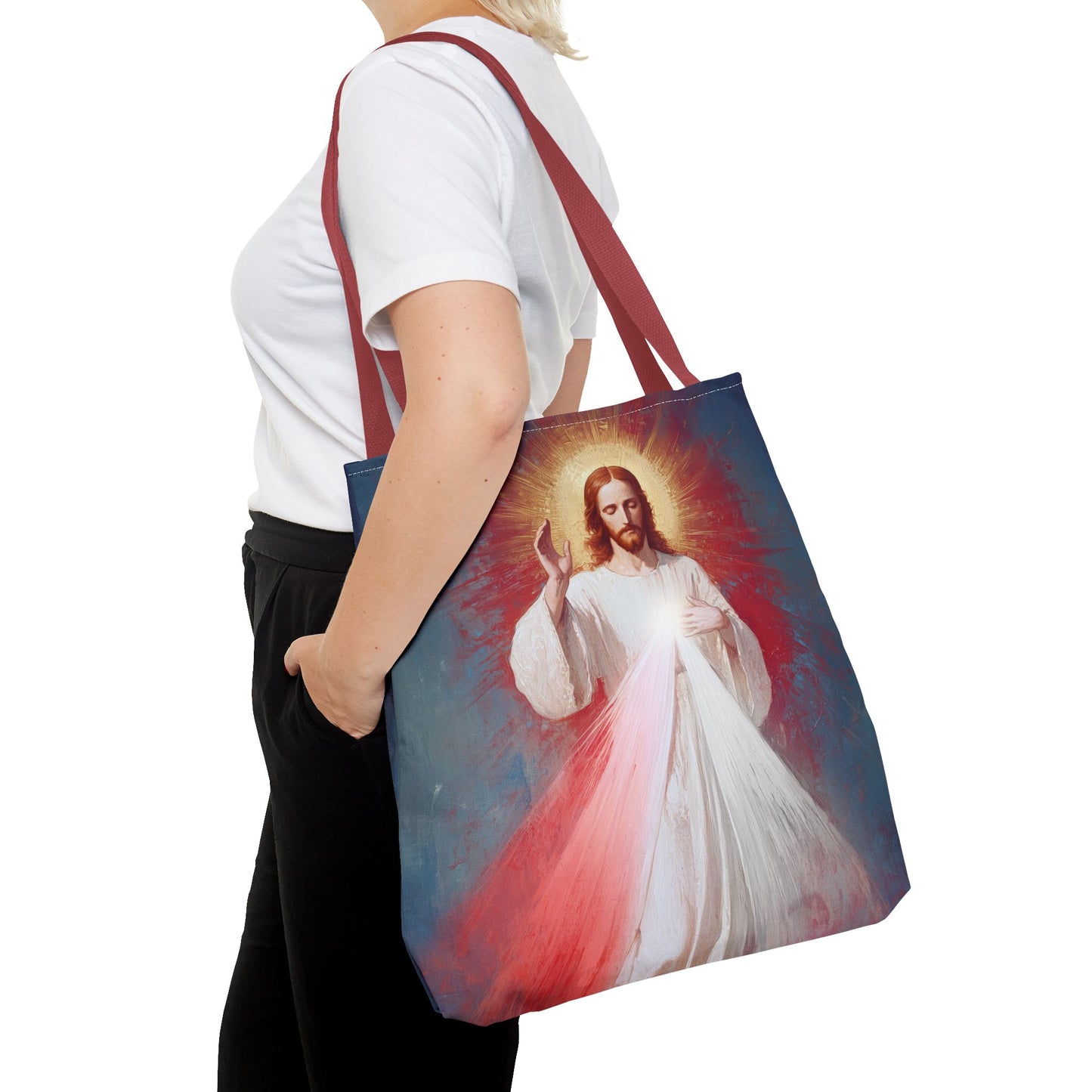 The Divine Mercy - Our Lord Jesus Christ - Tote Bag - Large Medium Small Faith Art Bag - Re-usable Tote Purse - Double Sided