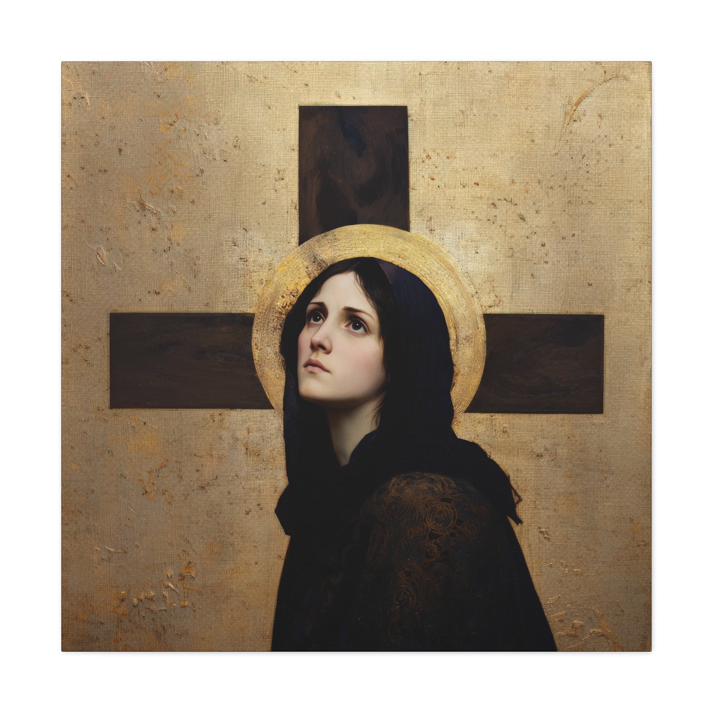 Our Lady of the Cross - Mother Mary  - Our Lady of the Crucifix - Marian Art - Gallery Wrapped Canvas - Print - Catholic Art Print