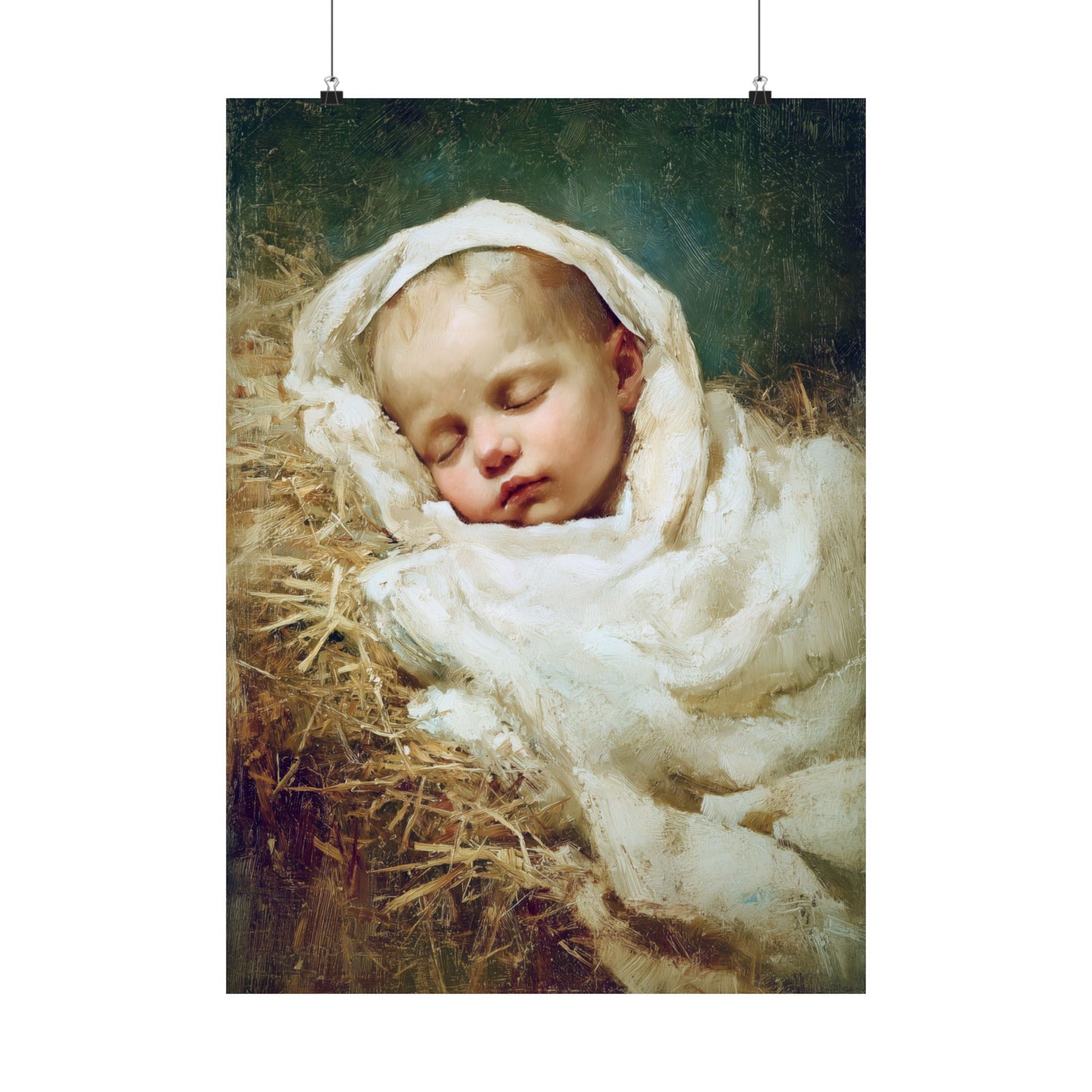 The Christ Child Resting in the Silence of the Manger - Sanctified Souls Print - Multiple Sizes - Premium Matte Vertical Posters