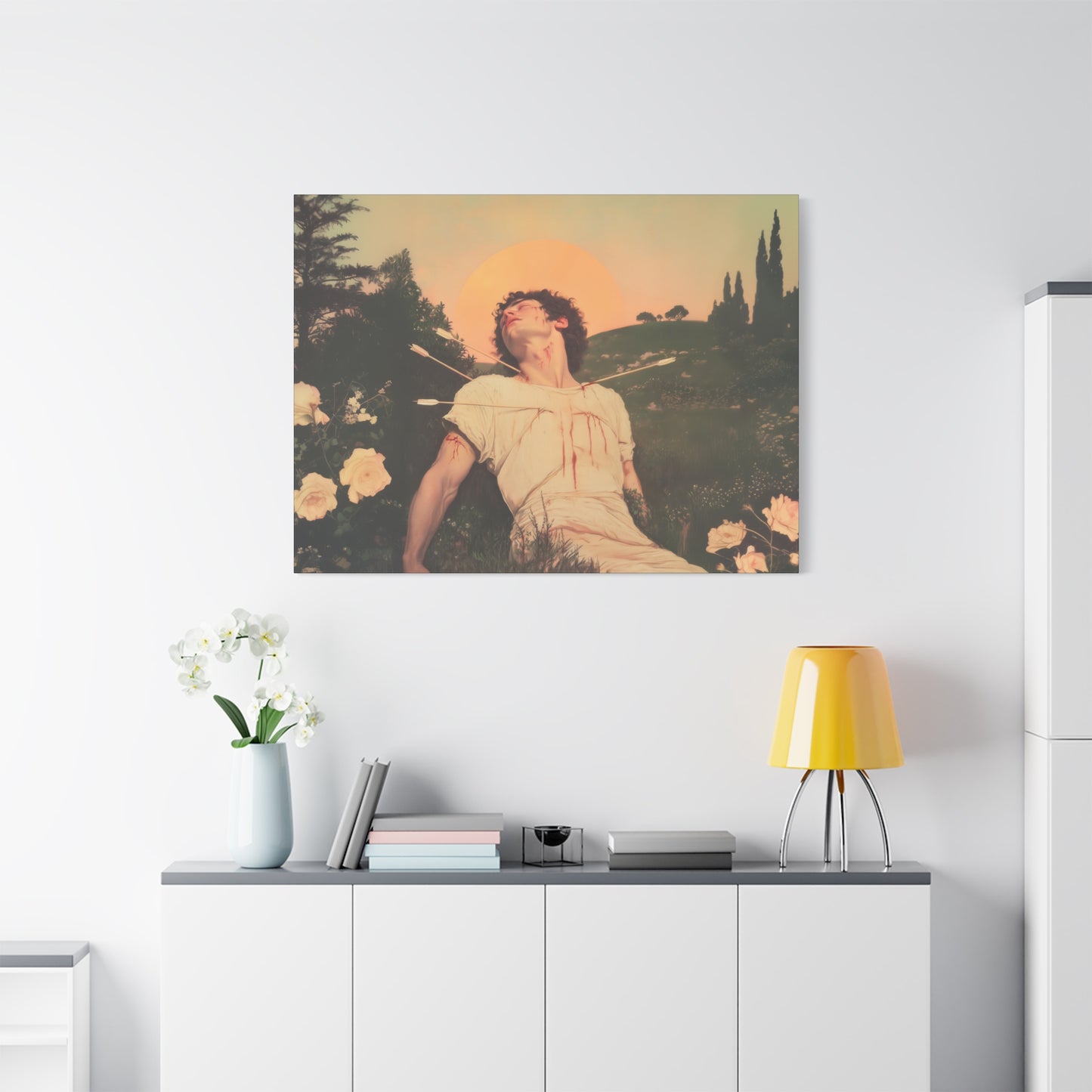 Saint Sebastian -  Museum Wrapped Canvas - Sanctified Souls Print - Religious Art for your Home - Catholic Patron Saint Art
