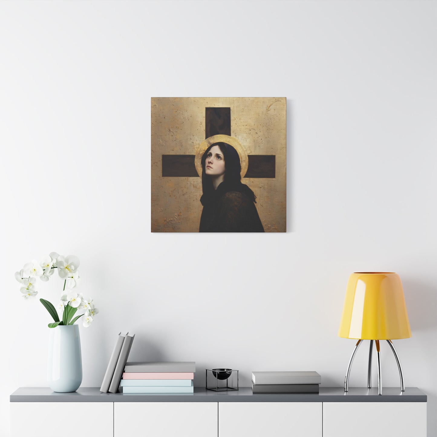 Our Lady of the Cross - Mother Mary  - Our Lady of the Crucifix - Marian Art - Gallery Wrapped Canvas - Print - Catholic Art Print