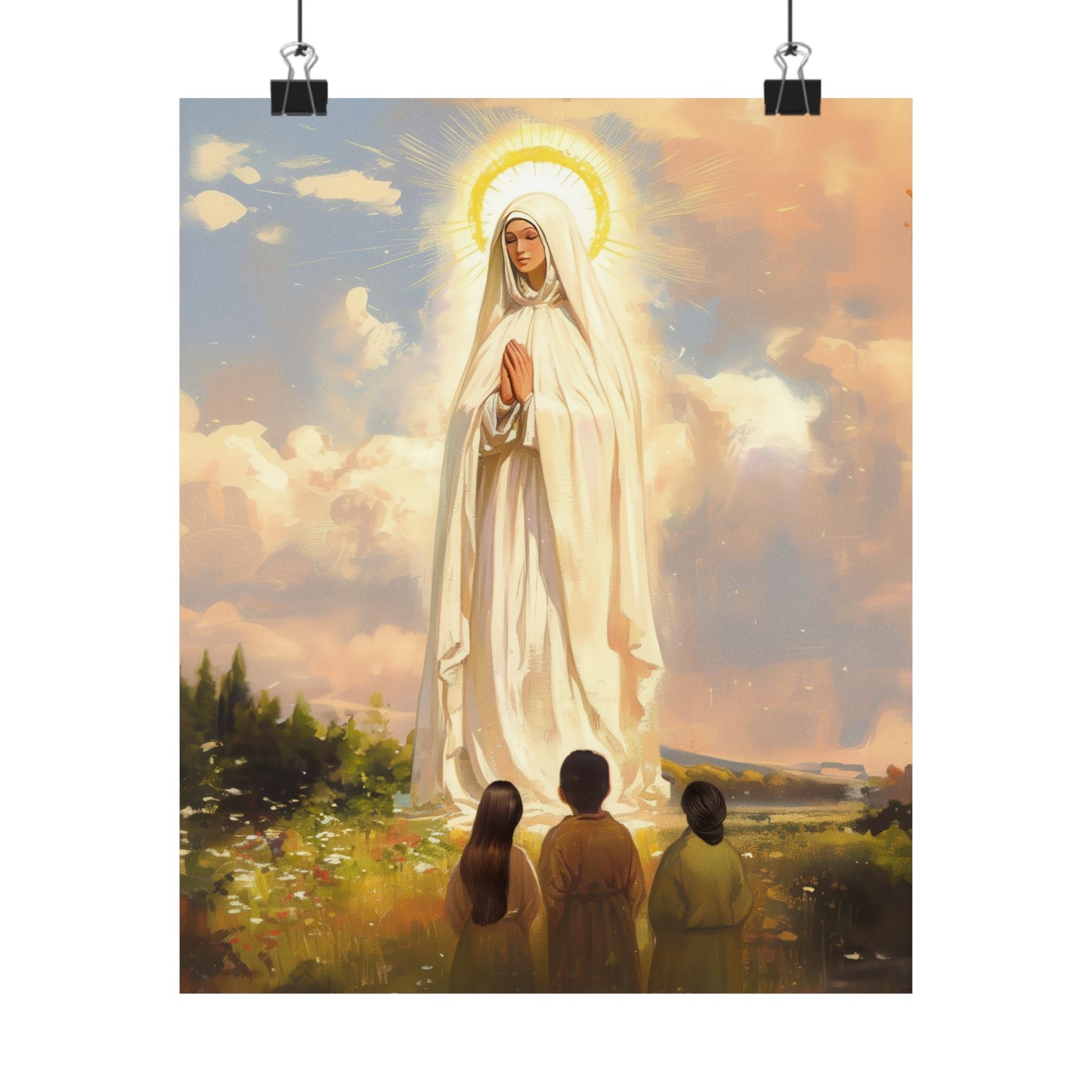 Our Lady of Fátima Poster Print - Sanctified Souls Print - Multiple Sizes - Premium Posters - Catholic Art for your home