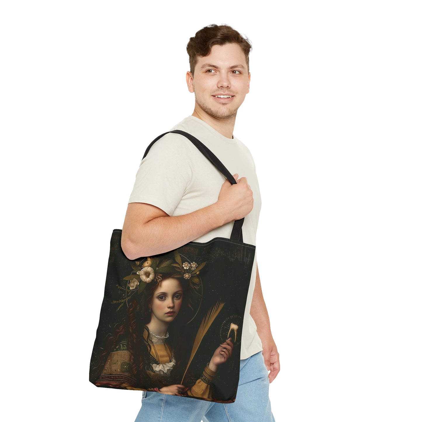 Saint Apollonia Tote Bag - Large Medium Small Faith Art Bag - Catholic Faith Purse - Religious Carry All Reusable Tote Bag