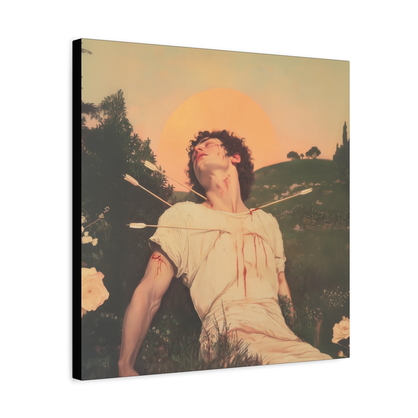 Saint Sebastian -  Museum Wrapped Canvas - Sanctified Souls Print - Religious Art for your Home - Catholic Patron Saint Art