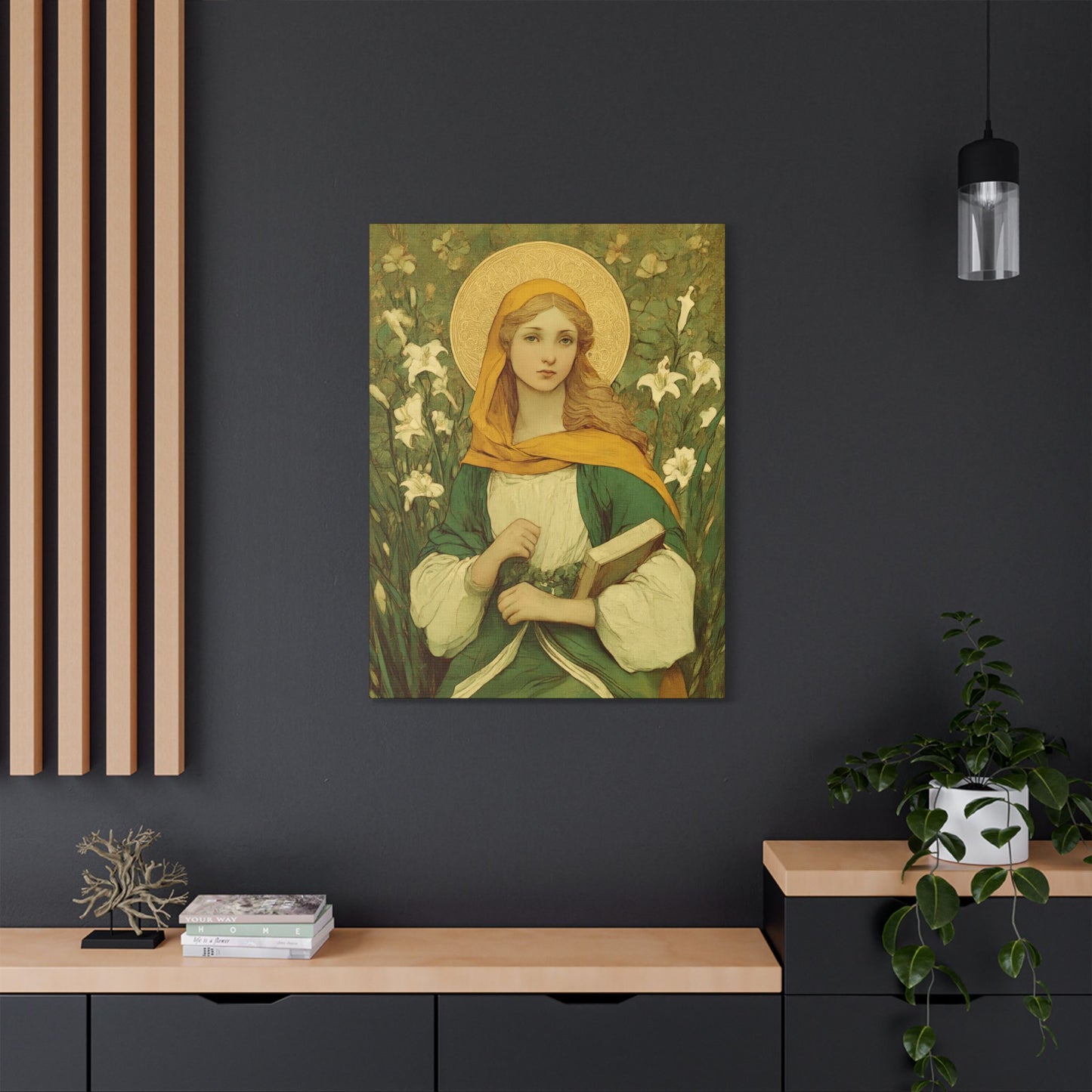 Saint Dymphna - Museum Wrapped Canvas - Sanctified Souls Print - Religious Art for your Home