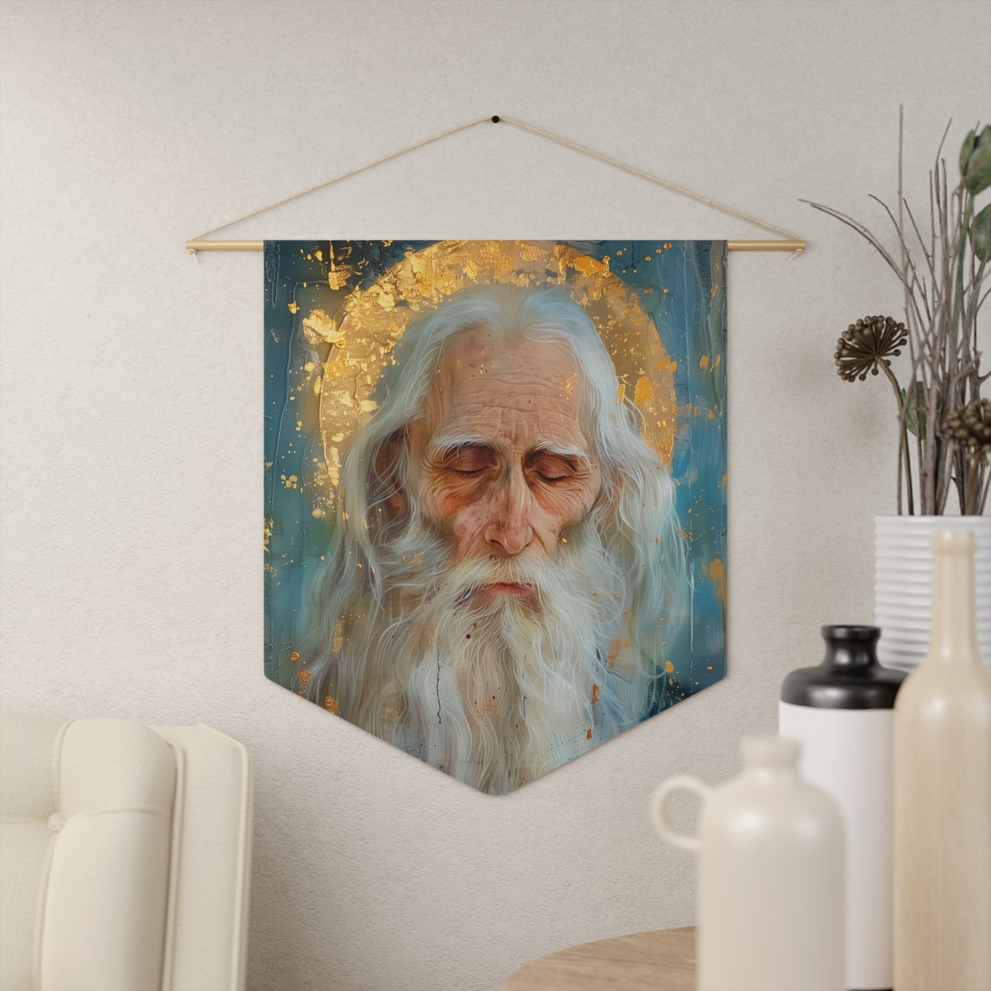 Saint Paul the Simple Wall Banner / Wall Hanging - Prayer room art - Catholic Home Art - Large Saint Art - 18" x 21"