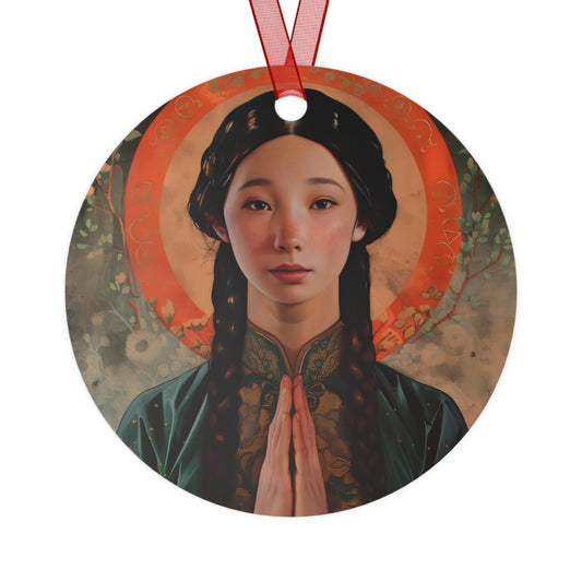 Saint Anna Wang Metal Ornament - Religious Holiday Christmas Ornament - Double sided - Catholic Keepsake - Religious Gift
