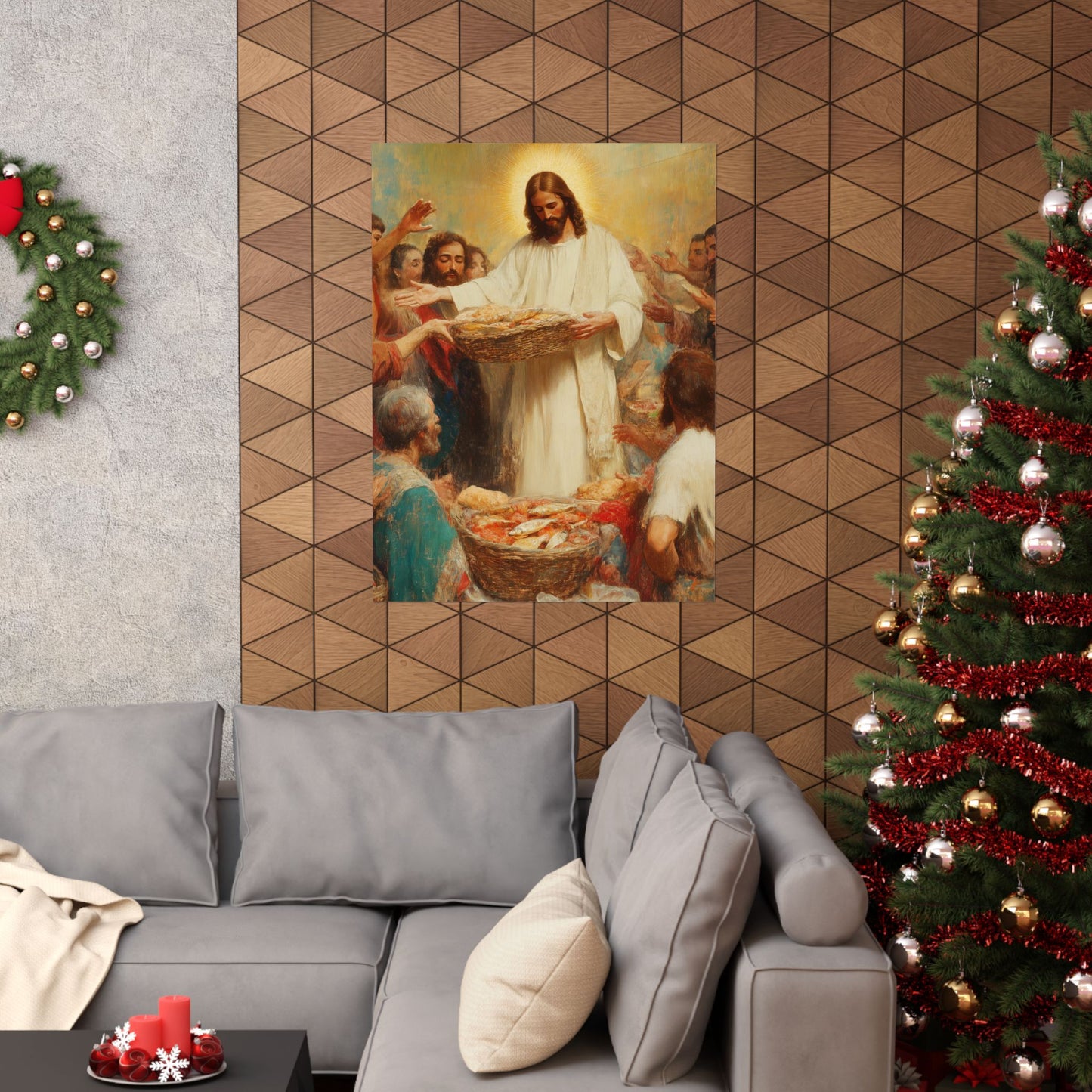 The Quiet Multiplication of Love : Loaves and Fishes - Sanctified Souls Print - Multiple Sizes - Premium Matte Vertical Posters