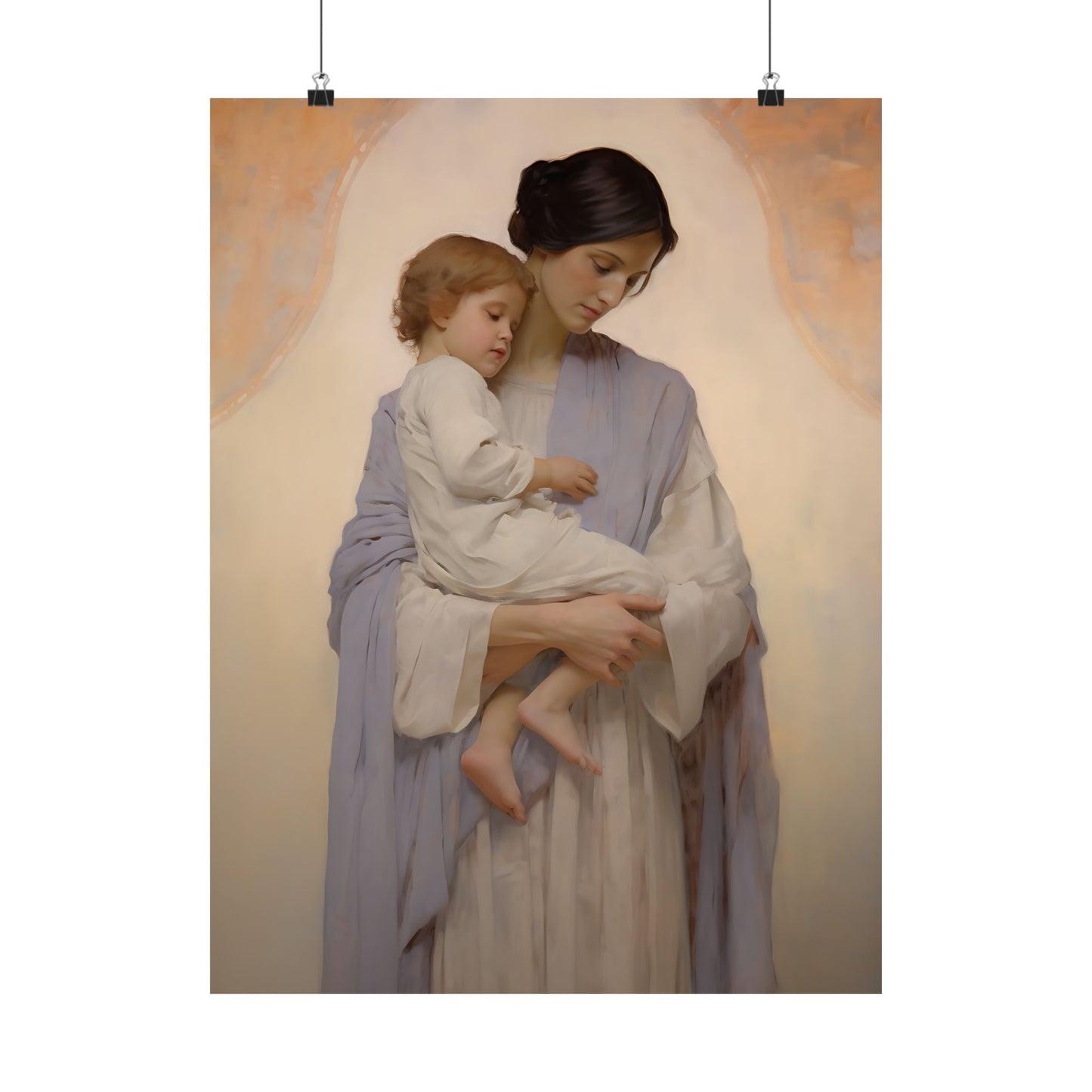 Celestial Bond Print - Sanctified Souls Print - Multiple Sizes - Premium Matte Poster - Mother's - Nursery Art - Mother and Baby