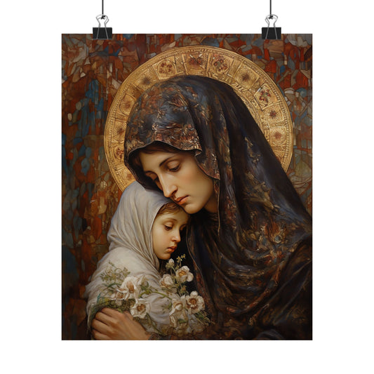 Mary, Mother of God - Protectress of Families Poster Print - Sanctified Souls Print - Multiple Sizes - Premium Posters - Catholic Art