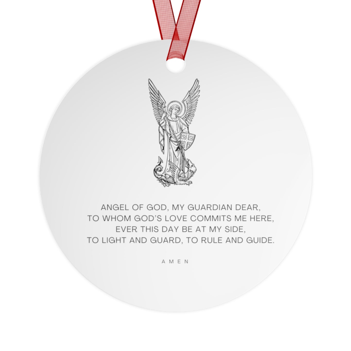 A Guardian's Devotion Metal Ornament - Religious Holiday Christmas Ornament and Keepsake - Double sided - Prayer Ornament - Guardian Angel